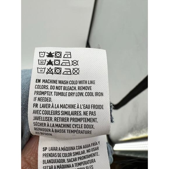 American eagle chambray blue high neck shift dress front pockets size large - Picture 10 of 10